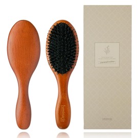 Luminaria Hair Brush, High Functionality, Pig Hair, Glossy, Hair Care, Scalp Massage, Mother's Day, Respect for the Aged Day, Makes a Great Gift, Smooth, Shiny Hair, Comes with Box, Small, Round