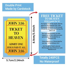 240pcs Gospel Tracts Plan of Salvation Cards Pocket Holy Prayer Cards Bible Tracts Inspirational Mini Bibles Christian Tracts for Evangelism Church Gifts (Ticket to Heaven, 3.5 x 2.24 In)
