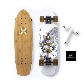 Arbor Pocket Rocket Bamboo Collection Cruiser Skateboard Bundled with Swell Skate Tool + Crate White Shark Sticker