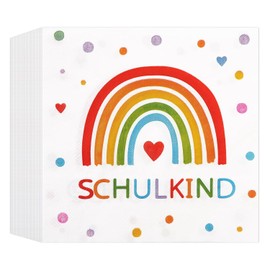Pack of 40 Napkins for School, Rainbow, School Napkins, Decorative School Child 2026 Girls Boys First Day of School Party Napkins Decorative Rainbow Party Table Decoration 33 x 33 cm