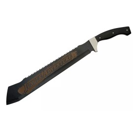 Unbranded Saw Back Jungle Machete 25" Stainless Steel Blade Black Wood Handle