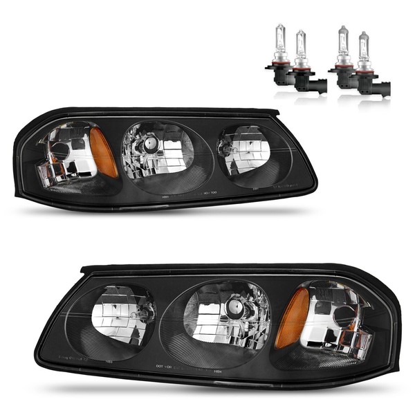 karsparehub Headlights Assembly for 2000-2005 Chevy Impala w/ Bulbs Pair