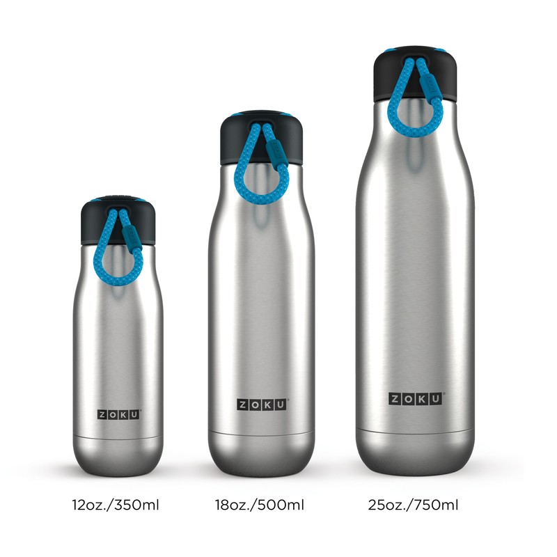 Zoku Vacuum Insulated Stainless Steel Bottle, 350ml, Silver