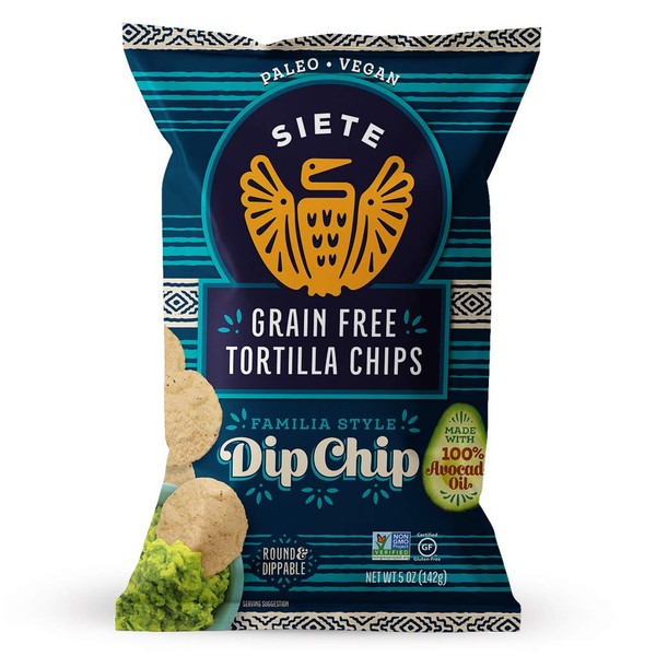 Siete Grain Free Tortilla Chips | Gluten Free Chips | Paleo & Vegan Snacks | Non GMO | Dip Chip, 5 Ounce (Pack of 6)