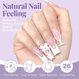 AddFavor Long Square Nail Tips, 420pcs Gel Nail Tips Square Long Fake Nails, Full Cover Clear Gel Tips 15 Size Acrylic Nails Tips for Nail Extensions, Press on Nails Making