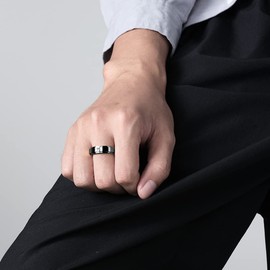 IMINI Minimalist Cross Christian Jesus Christ Lord Prayer Rotating Stress Relief Spinner Fidget Band Rings for Men Women Anxiety Finger Free Spin Stainless Steel Ring Birthday Friend Gifts, Metal, New