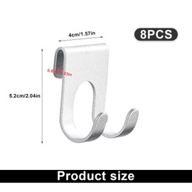 HASLED Pack of 8 Shower Razor Holder - Razor Holder Shower (Silver) - Double Hook Design for Razors & Towels - No Drilling Required