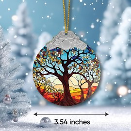 Comasol Tree of Life Ornament Both Sides Printed, Christmas Decoration, Holiday Present Idea, Heirloom Keepsake, Round Acrylic, Bauble Present, Tree of Life Christmas Ornament