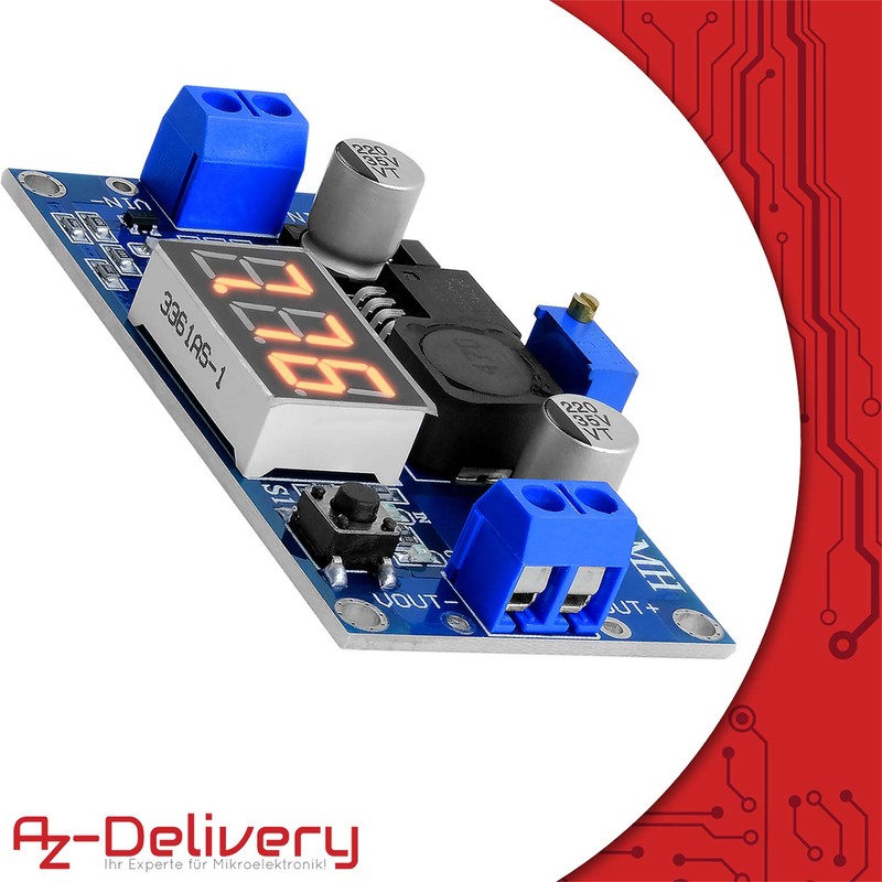 AZDelivery LM2596S Buck Converter 3 Digits Voltmeter Display
