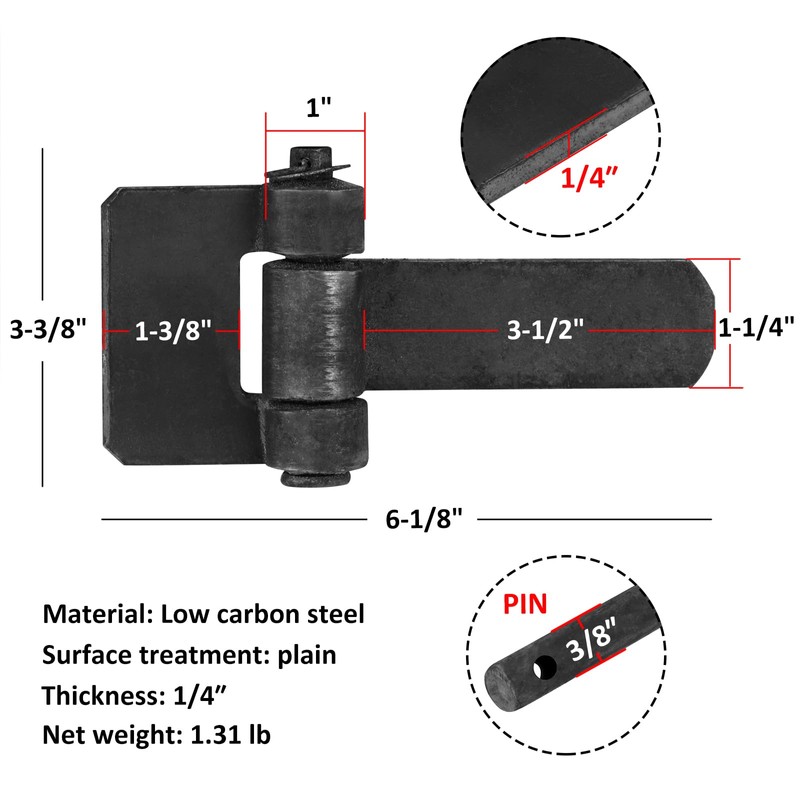 heneng 6 Pcs Weld On Trailer Hinges, 6-1/8" x 3-3/8",