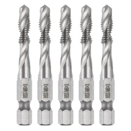 sourcing map 5pcs Combination Drill and Tap Bits, Metric M6 x 1 Thread 1/4" Hex Shank 4341 High Speed Steel Threading Screw Taps Machine Drilling Tapping Tool Kit