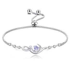 Distance Bracelet for Women S925 Sterling Silver June Birthstone Bracelets Jewelry Gifts for Her Women Wife Girlfriend Mom Daughter for Birthday Valentine’s Day Anniversary