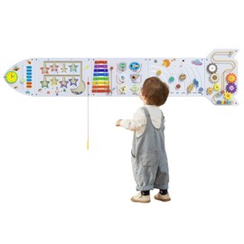 Rocket Activity Wall Busy Board Panels - Sensory Wall Panel for Kids, Montessori Toddler Wall Activity Board(5PCS)