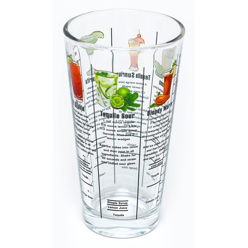 14 oz Recipe Glass Cocktail Shaker With Strainer Top -
