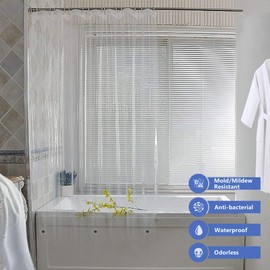 Bamyko Shower Curtain Liner 72 x 72 Inch Clear Shower Curtain See Through Transparent Shower Curtain Anti Mould 100% EVA Plastic Shower Liner for Bathroom Bathtub Shower Curtain Waterproof
