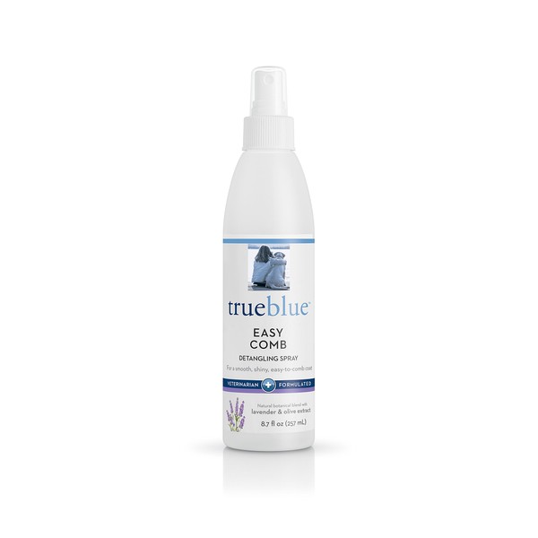 TrueBlue Lavender & Olive Extract Easy Comb Dog Hair Detangling Spray – Detangles, Conditions Coats for Dogs, Puppies, Cats – Moisturizing, Toxin Free, Natural Botanical Blend – 8.7 Fl. Oz.