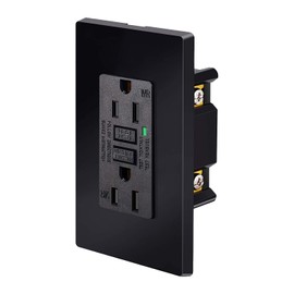 SuperInk Black GFCI Outlet 15 Amp,Black GFI Electrical Outlet,Ground Fault Circuit Interrupter Receptacle,Weather Resistant WR GFCI with LED Indicator,Wall Plates Included, ETL Listed,Black,1PK