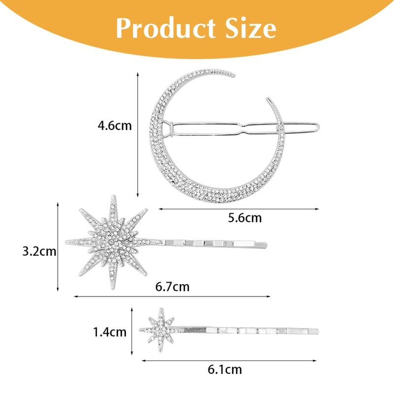 QKEPCY Women's Hair Clips Moon Star Snowflake Element Hair Clip
