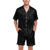 SWOMOG Men Satin Silk Pajamas Sets Short Sleeve Sleepwear Button-Down