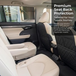 Seat Back Protector for Toyota Grand Highlander 2024 2025 & RAV4 2019-2025 4Runner Tacoma Sienna Waterproof Kick Mats with Buckles & Elastic Hooks, Anti-Scuff Rear Seat Cover, 2 Pack