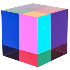 ECBANLI CMY Mixing Colour Cube, 3.15inch（80mm） Acrylic Color Prism Cube Optical Cube Base Included, CMYcube for Home or Office Decoration, Physics Toys, Science Educational Gift for Kids