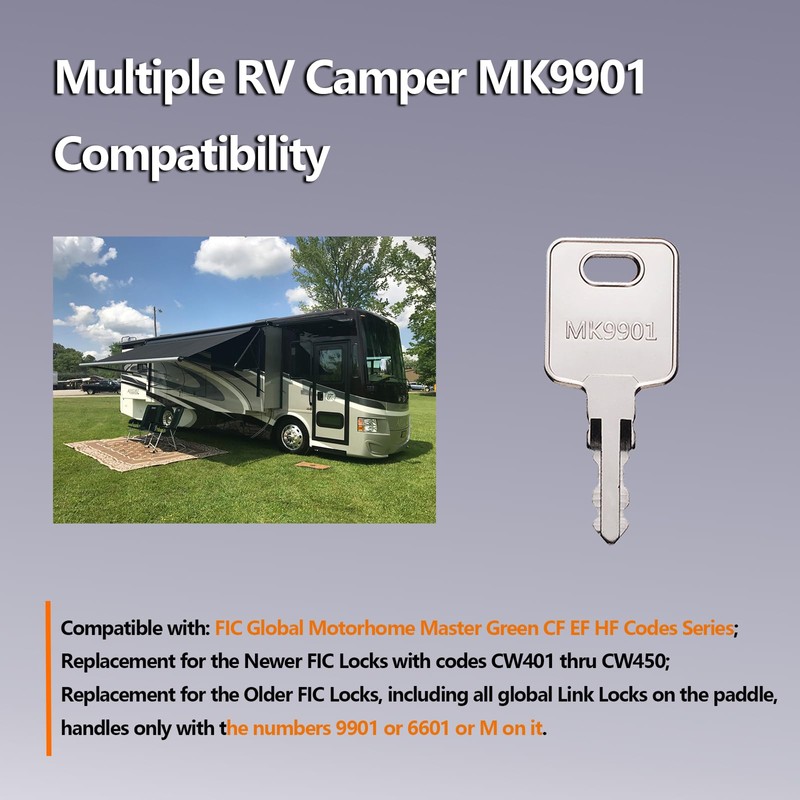 10PCS RV Key MK9901 Fits FIC Code 9901, 6601 New