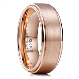 King Will GLORY 8mm Rose Gold Plated Tungsten Carbide Ring Wedding Band Matte Finish Comfort Fit 11