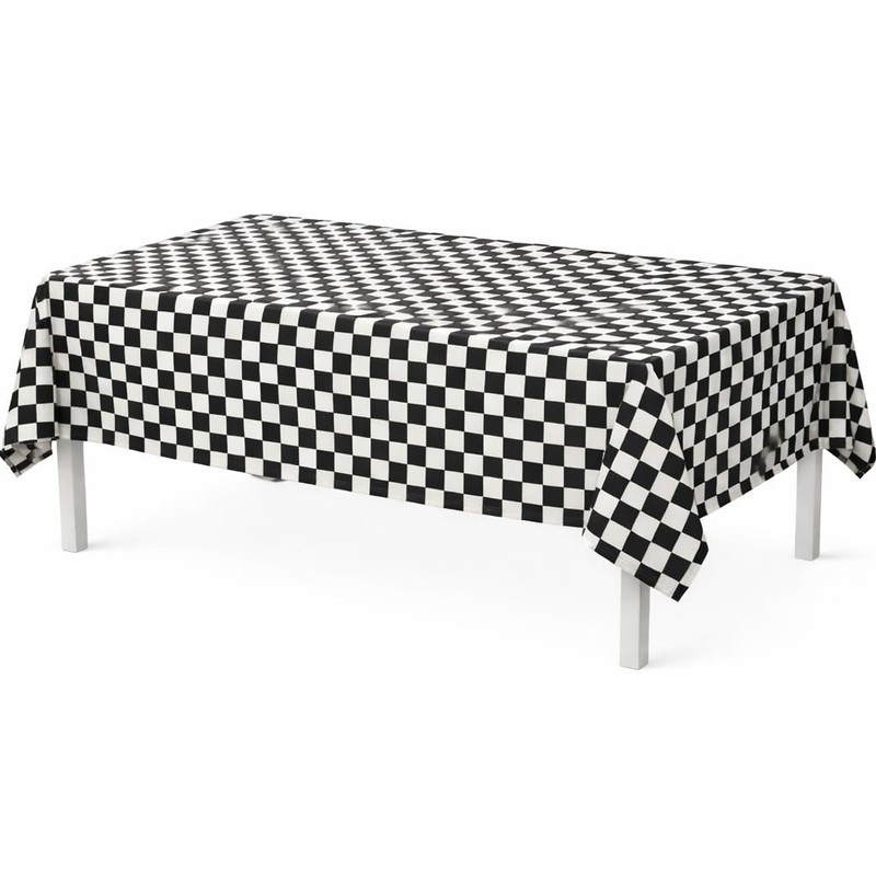 GiftExpress 2-Pack Black & White Checkered Flag Tablecloth Plastic Party