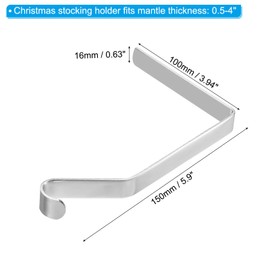 PATIKIL Christmas Stocking Holders, 4pcs Stocking Holder Stand Metal Hooks Reusable Right-Angle for Fireplace Indoor Decorations Garland, Silver