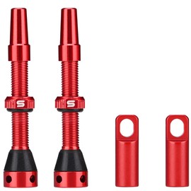 LITEONE Tubeless Value Stems 44mm Premium No Leak Tubeless Presta Valve Stems Kits with Integrated Value Core Remover Tool and Valve Stem Caps Fit Most Bicycle Tubeless Rims Pair Red