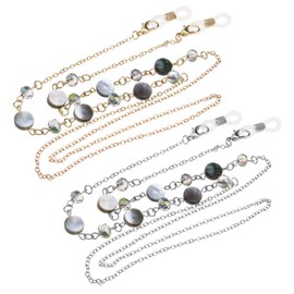 VGOL 2PCS Sunglass Chain Fashion Crystal Shell Eyeglass Chain Non-Slip Spectacle Chain Glasses Holder Chain Eyewear Retainer Cord for Women and Girls
