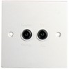 Twin FM and TV Coaxial Outlet, White