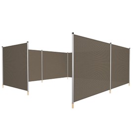 Patio Outdoor Privacy Screen Pool Fence for Inground Pools Deck Backyard Outdoor Safety Fence Barrier with Fence Poles Removable Fencing 4'x16' Brown