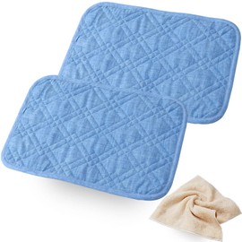Linen Gauze Linen Pillow Pad, Made in Japan, Genuine Supima Cotton Towel with Handkerchief, All Seasons, Night Sweat, Cool, Elastic Included, Easy to Install (Blue)