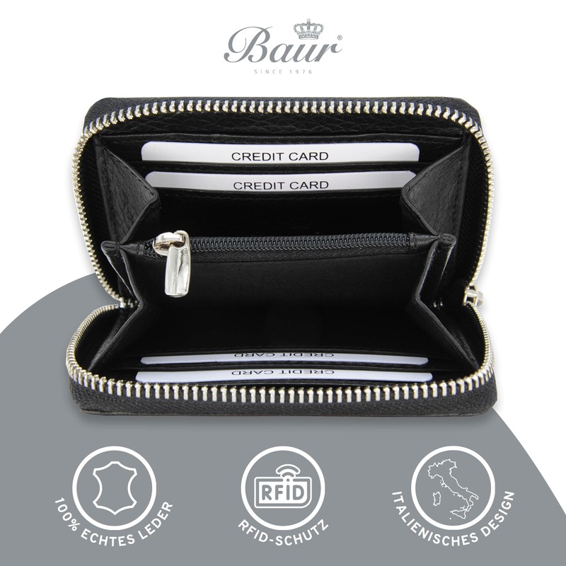 Baur Women's Genuine Leather Wallet, Mini Wallet with RFID Protection,