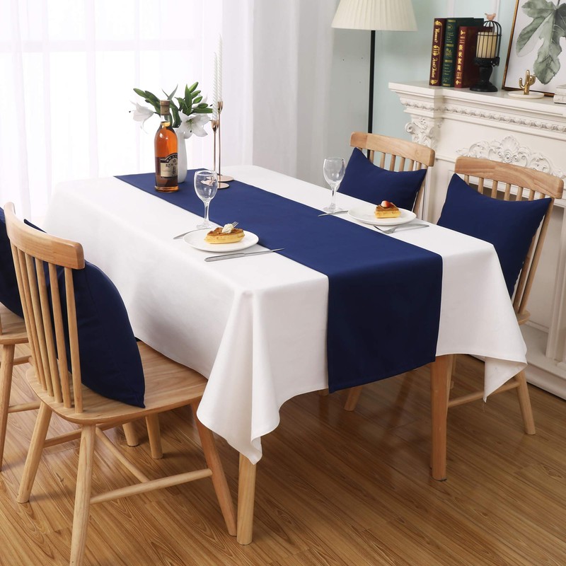 DUALIFE 2PCS Navy Table Runner Handcrafted Table Cloth Table Runners