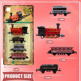 QYEHF Mini Steam Train Model Toy, Mini Steam Train Model Toy, Retro Steam Train Toy Set, Children's Car for Pulling, Small Train Model Toy Ornament, for Boys and Girls