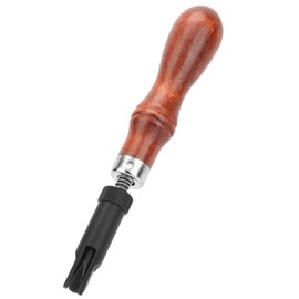 Cunyuer Leather Groover, V Type Leather Edge Bevelers, Adjustable Wood Handle Push Groover, Cove Base Groover Tool for Working