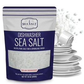 Dishwasher Salt, Natural Water Softener, Food Grade Coarse Sea Salt Compatible with Miele, Thermador, Whirlpool, & Bosch Dishwasher, 30 oz Bag