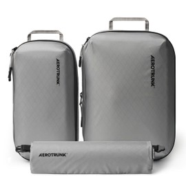 Aerotrunk Ultralight Compression Packing Cubes - Lightweight Travel Organizers for Suitcases and Luggage (3-Pack, Light Grey)