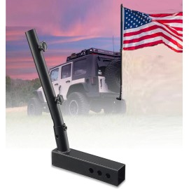 Nicecho 5' ft Long black Flag pole rod W/ flag 3'x 5' for pick up Jeep SUV w/ Hitch tow