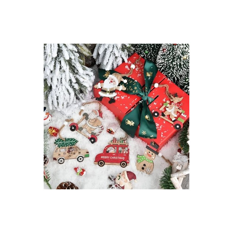 Genérico Adornos Navideños de Madera 27 Piezas, Colgantes con Camión