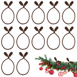 Prasacco 12 Pcs Christmas Garland Ties, 15.7 Inch Christmas Decorative Twist Ties for Banister Flexible Twist Ties for Garland Reusable Garland Ties for Xmas Holiday Christmas Craft Wrapping (Brown)