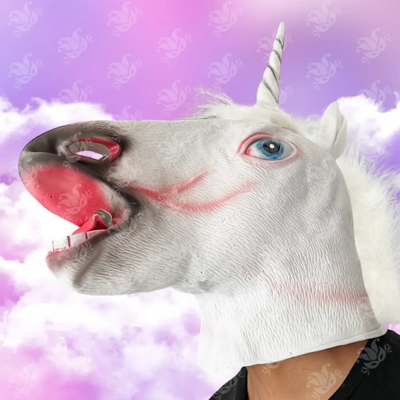 Ghoulish Productions Máscara Unicornio Blanco Disfraz Fiesta Halloween