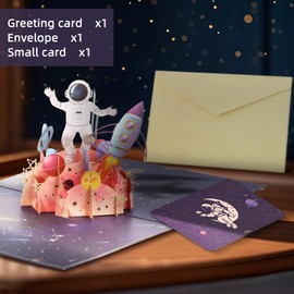 gamegalaxy 3D Astronaut Space Pop-Up Birthday Card with Envelopes, Blank Greeting Cards, Sealing Stickers - Father's Day, Friendship Day, Graduation, Anniversary, Children's Day Gifts for Him
