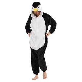 NEWCOSPLAY Unisex Adult Black Penguin Onesie Pajamas Animal One Piece Costume Cosplay Sleepwear (Black Penguin, Large)
