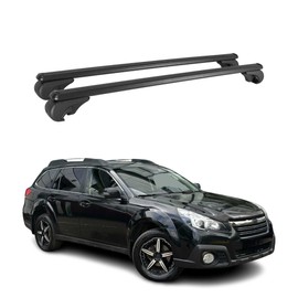 OMAC Roof Rack Cross Bars for Subaru Outback 2010-2014 Lockable 165Lbs Alu Black 2Pcs fits Cargo Carriers Kayak Canoe Bike Snowboard