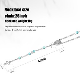 Long Necklace for Women Dainty Silver Y-Shaped Pendant Necklace Trendy Beaded Chain Necklaces Simple Cross Necklace Minimalist Fashion Jewelry for Women Valentine's Day Gift Virgin Mary Necklace