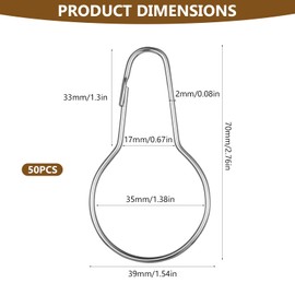 50 Pcs Metal Shower Curtain Hooks, Silver Shower Curtain Rings Hooks for Bathroom Curtains Rods, Curtains Rings
