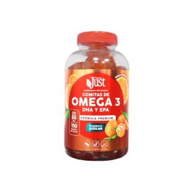 Just Omega 3 DHA y EPA, Gomitas Premium, 110 Piezas, Sin Azúcar, Suplemento Alimenticio